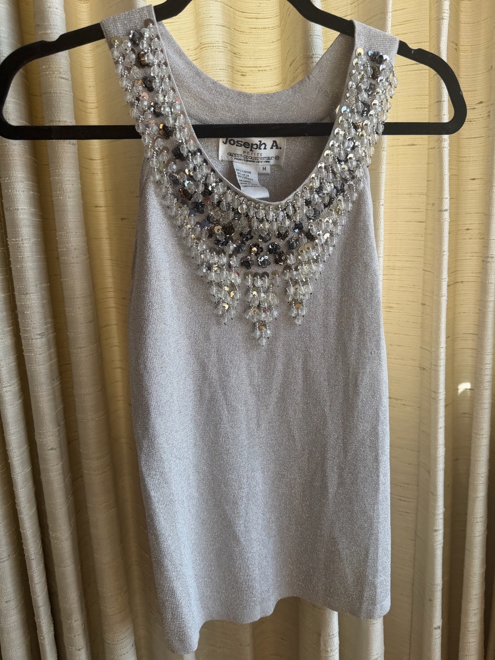Joseph A. Petite Silver Beaded Embellished Knit Tank - Picture 4 of 7
